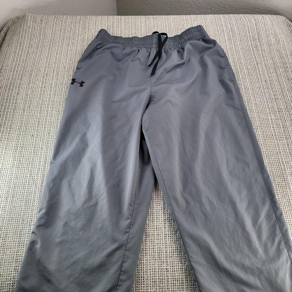 Under Armour Pants Mens 32 Gray Track Athletic Warm Up‎ Zip Hem Running